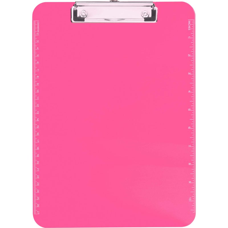 Business Source Neon Pink Transparent Plastic Clipboard, 9" x 12.5" (SPR01868) - Image 2